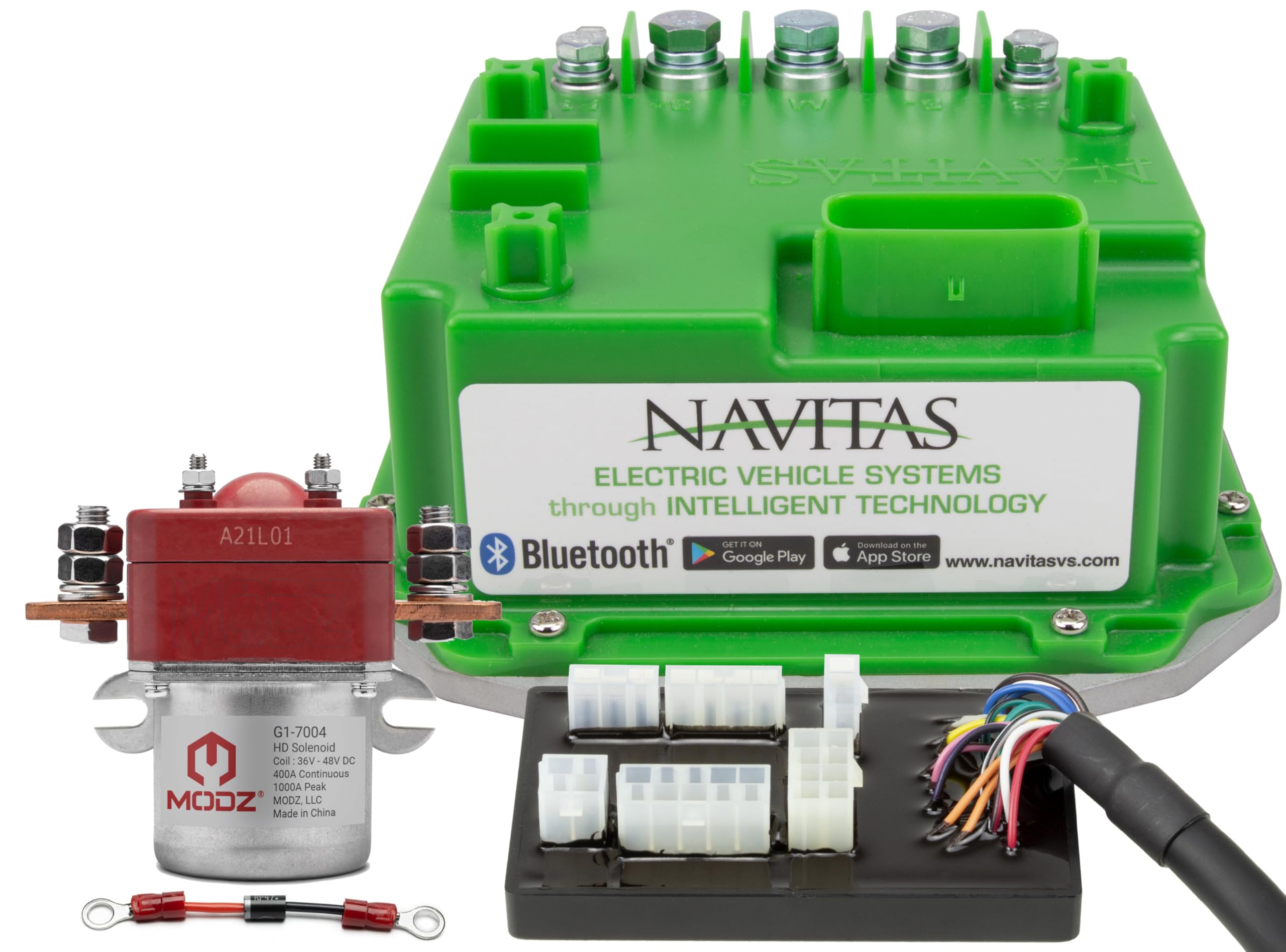 Navitas 600-Amp EZGO PDS [2001-2013] Golf Cart Controller Kit and MODZ® Heavy Duty Solenoid and Diode