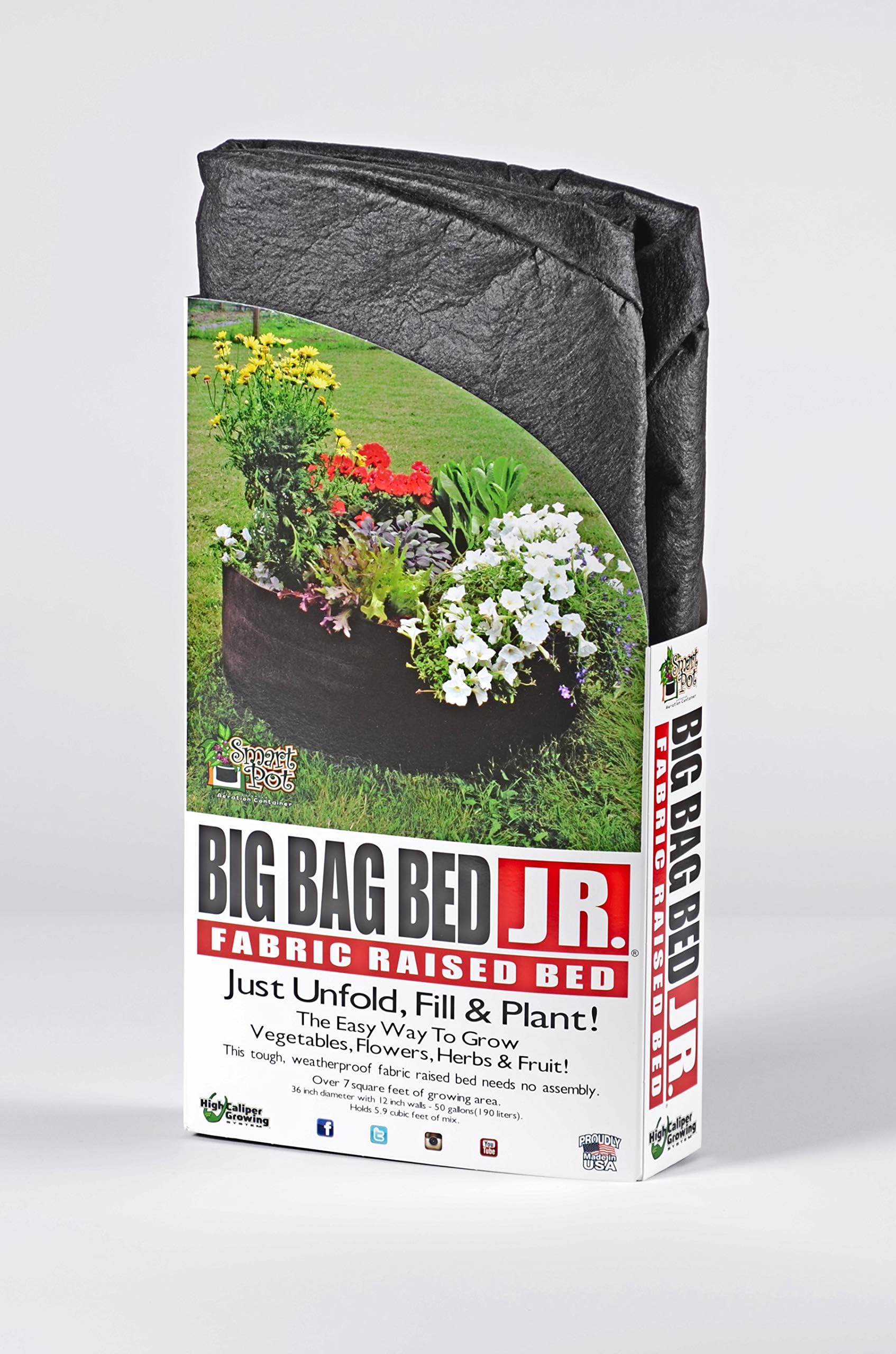 12050 Big Bag Bed Fabric Raised Planting Bed, Junior , Black