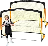 Happy Jump Portable Soccer Goal Net 7x5 FT Kids Backyard - Durable Pop-Up Goals with Thick Dacron Netting & Steel Stakes