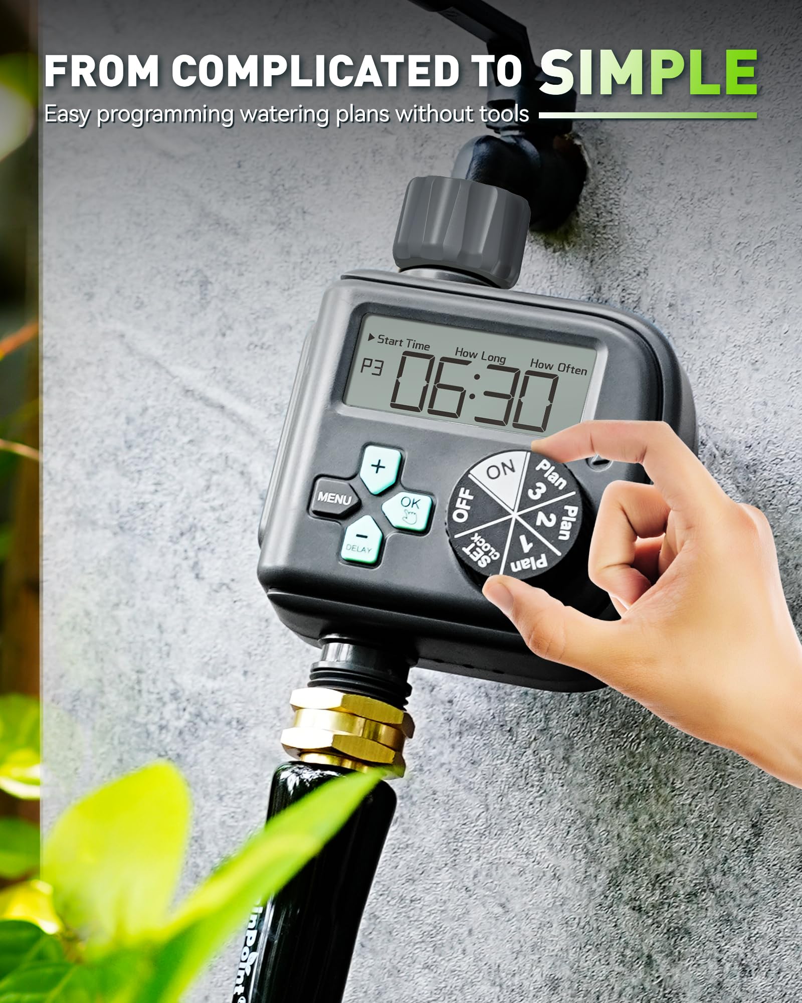 RAINPOINT Minuteur d'arrosage, Eau programmable pour Tuyau de Robinet de Jardin, minuterie d'arrosage Automatique numérique pour l'extérieur, minuterie d'arrosage Manuelle pour pelouses