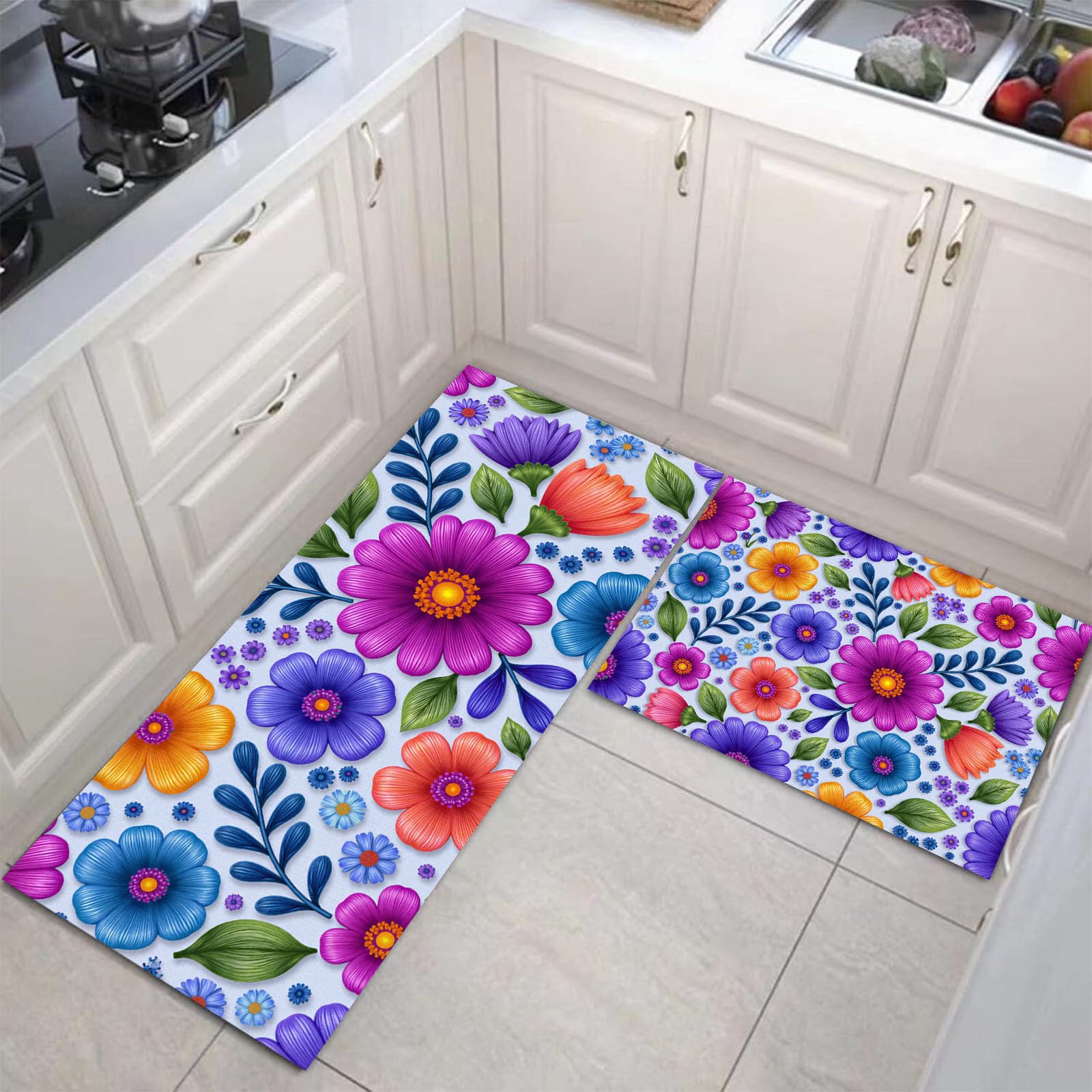 Tapis de cuisine lavable pour une maison propre et une décoration colorée