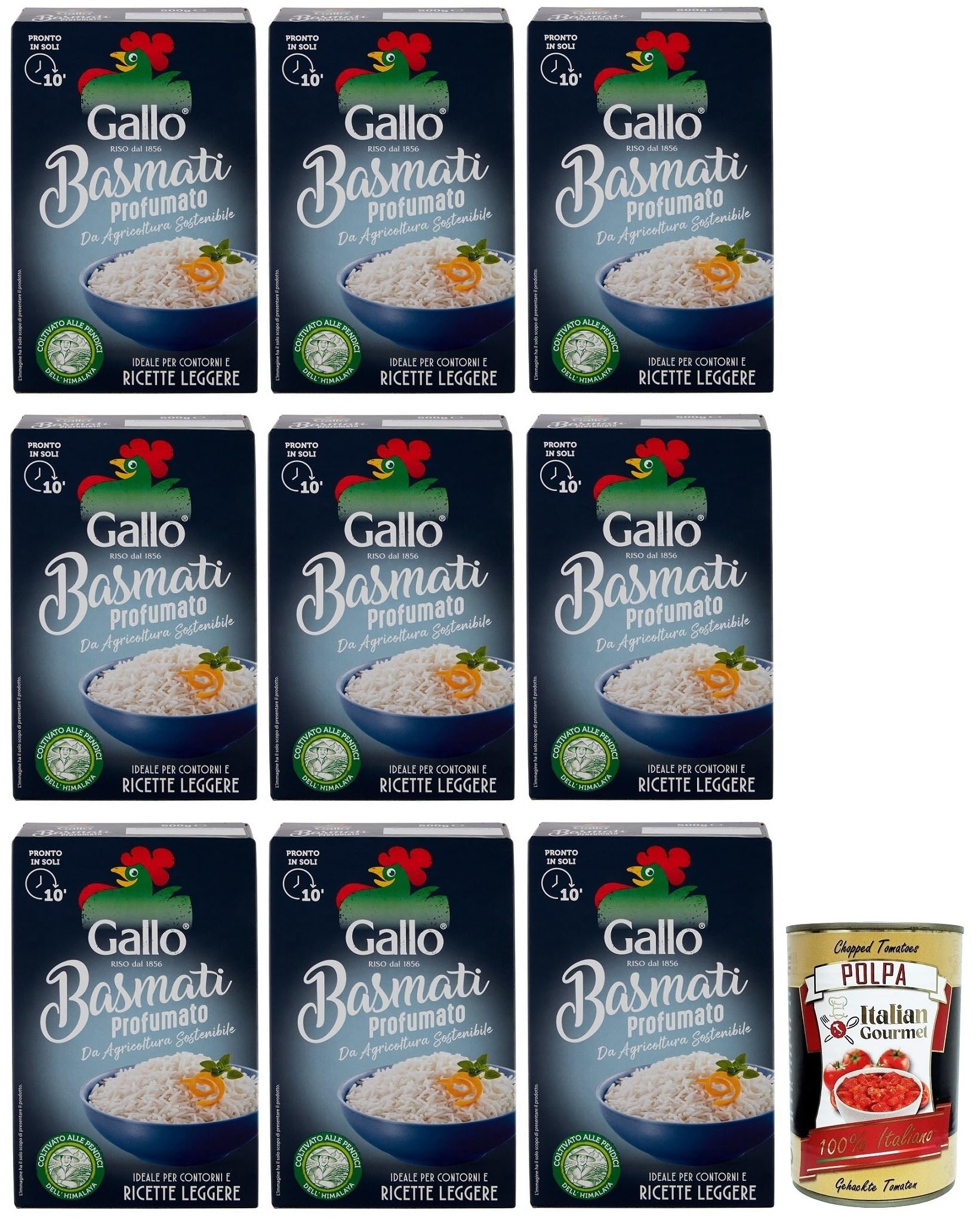 Italian Gourmet Basmati Profumato riso aus nachhaltigem Anbau, 9 x 500g