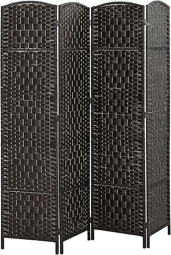 Miniatura 16 de HOMCOM Divisor de habitación, pantalla de privacidad plegable de 6 paneles, divisor de pared de 6 pies de altura portátil de mimbre entretejido para