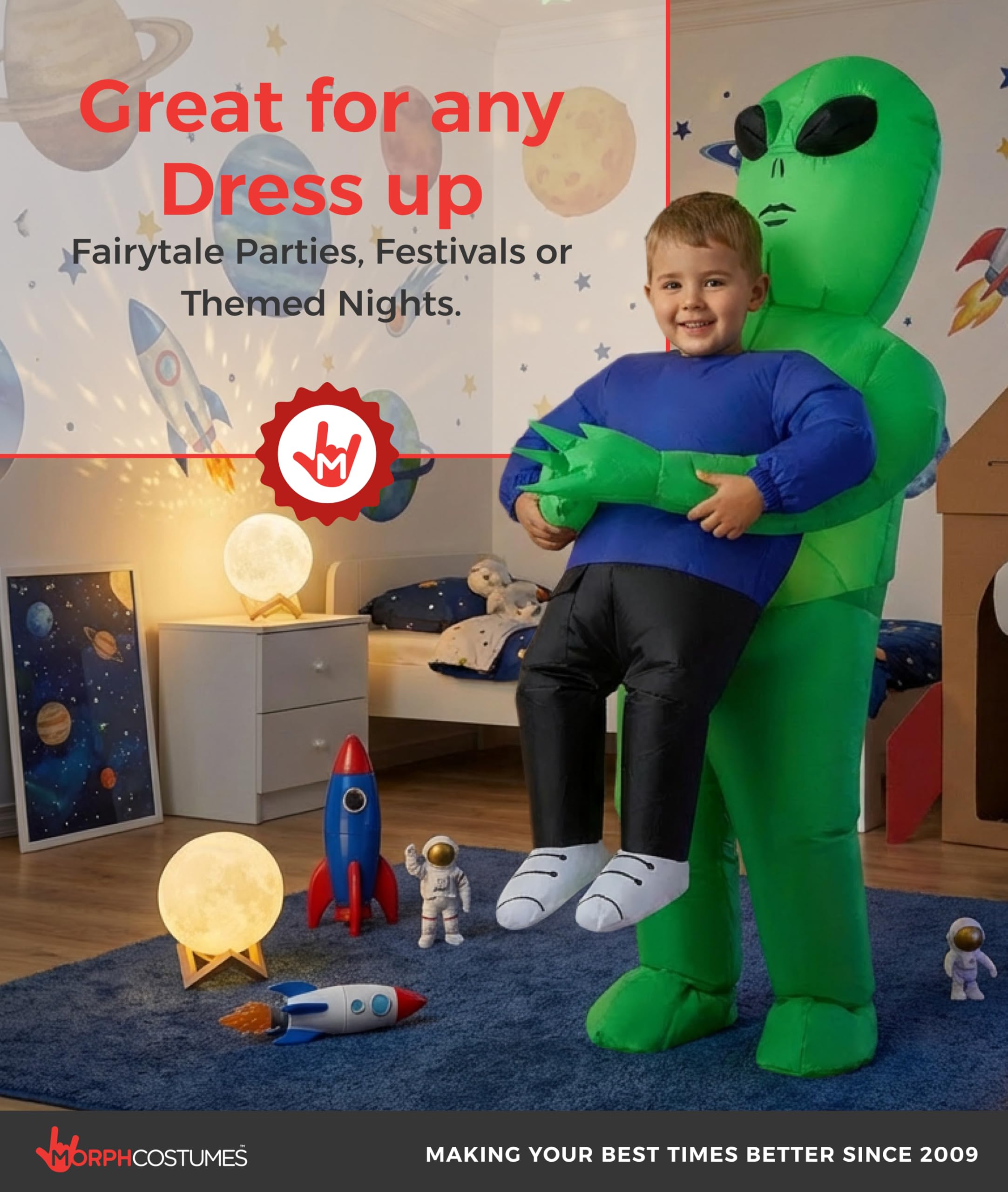 Morph Alien Kostüm Kinder, Karneval Kostüm Alien, Aufblasbares Kostum Kinder, Karneval Kostum Aufblasbar, Faschingskostüme Kind Junge & Mädchen, 4-6 Jahre