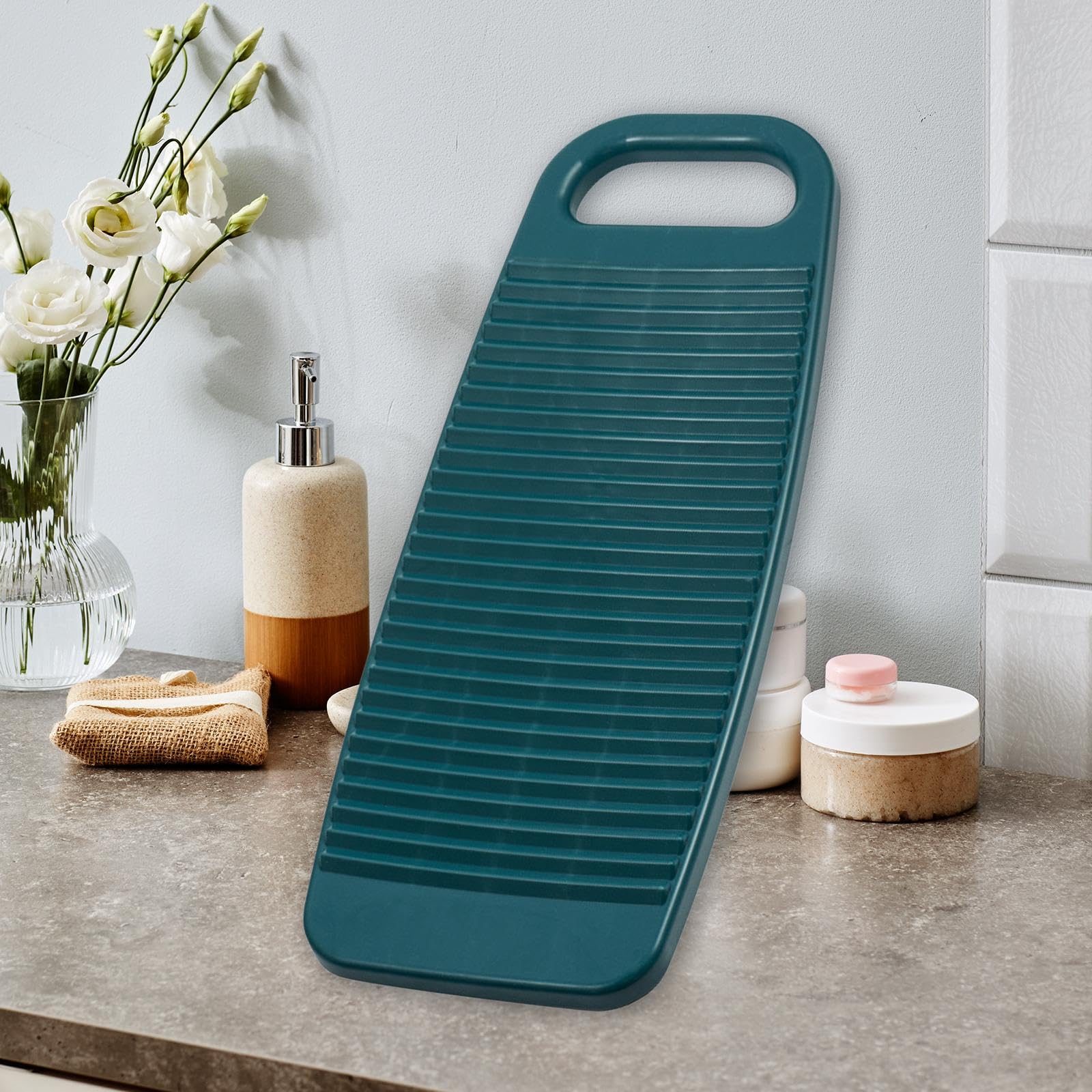 MagiDeal Tabla de lavar a mano gruesa de 45 cm de largo, antideslizante, para dormitorio, accesorio de lavandería de hotel, color azul