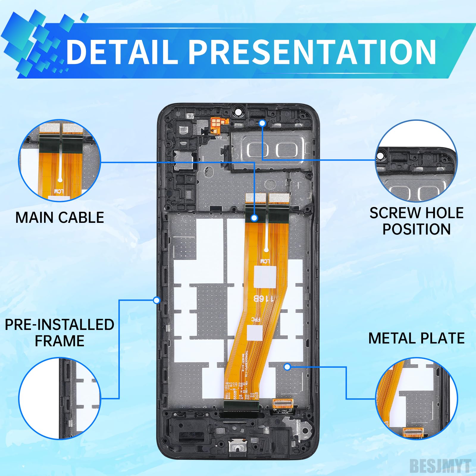do Samsung Galaxy A04e zamiennik ekranu z ramką wyświetlacz LCD dotykowy digitizer pełny montaż mocowanie szkło z zestawem narzędzi naprawczych SM-A042F (A042f A042a A042w A042u)