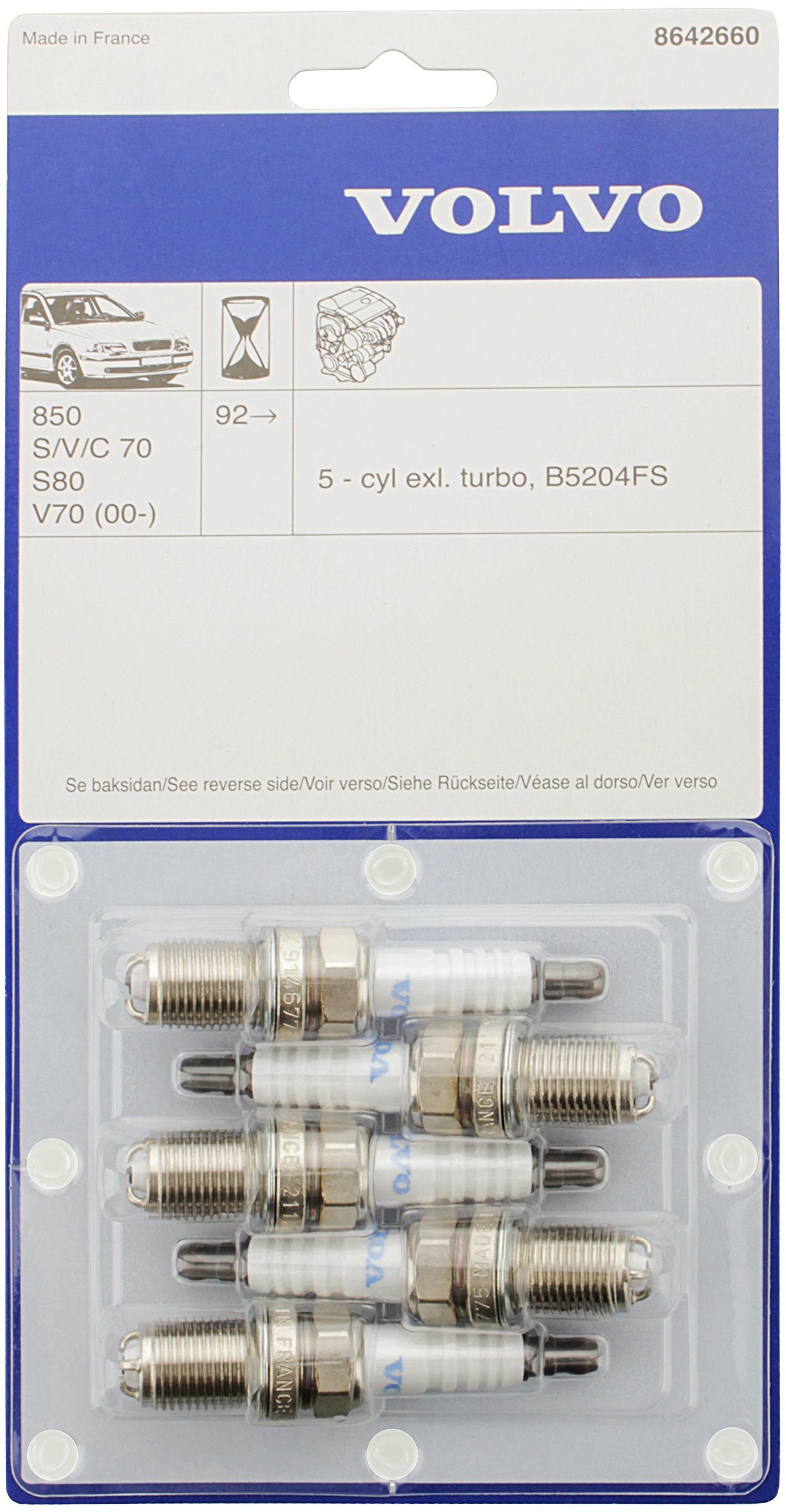 Volvo Spark Plug Spark Plug Set 5 Pieces Original Part No: 8642660