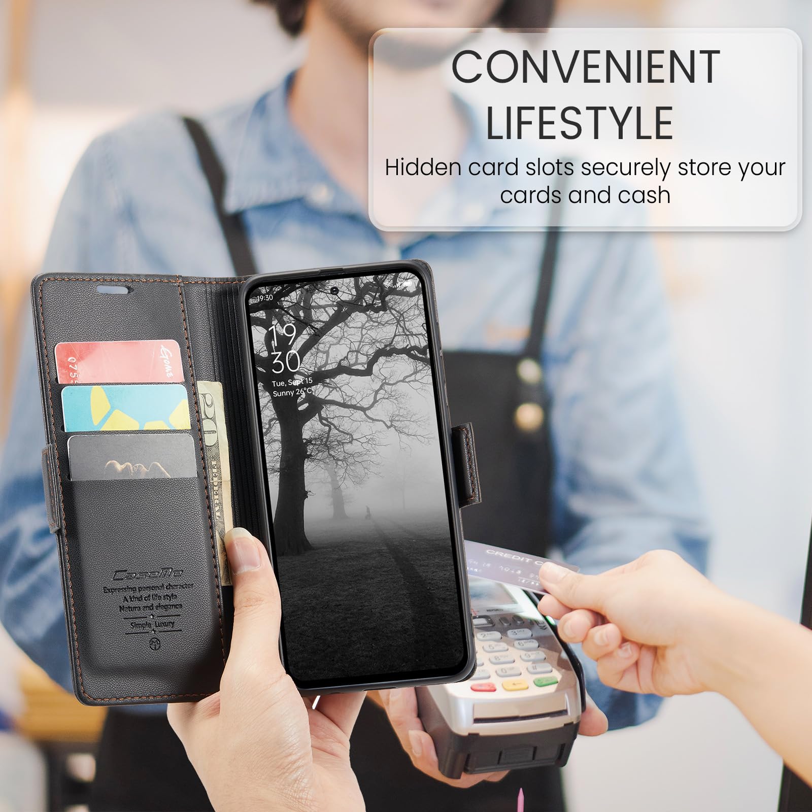 Phernykas Cover per OPPO Reno 12F/OPPO Reno 12FS Custodia Portafoglio [Blocco RFID] Premium Pelle PU [Magnetica] Wallet Libro con Porta Carte Slot Supporto Flip Case per Reno 12FS 5G, Nero