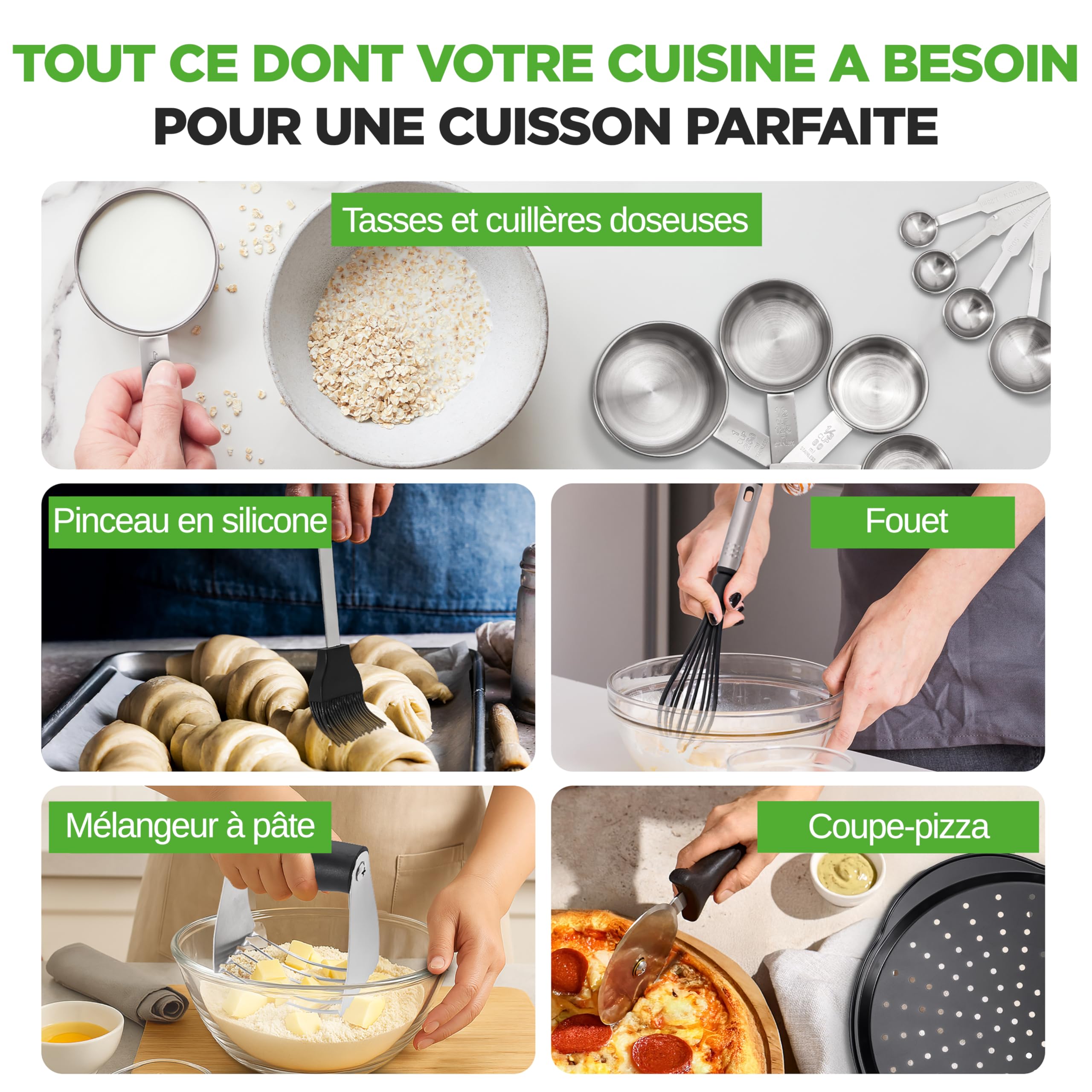 NutriChef Set Complet 42 pcs de Pâtisserie – Acier Carbone, Moules, Outils, Gants, Idéal pour Pâtisserie & Cuisine Quotidienne, Noir