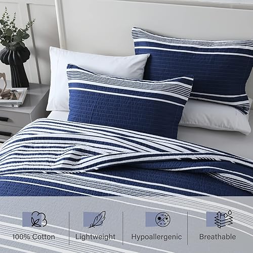 Vista 34 de PERHOM Juego de edredón tamaño Queen – Juego de ropa de cama 100% algodón, colcha ligera reversible de retazos florales para cama Queen, gris Gris