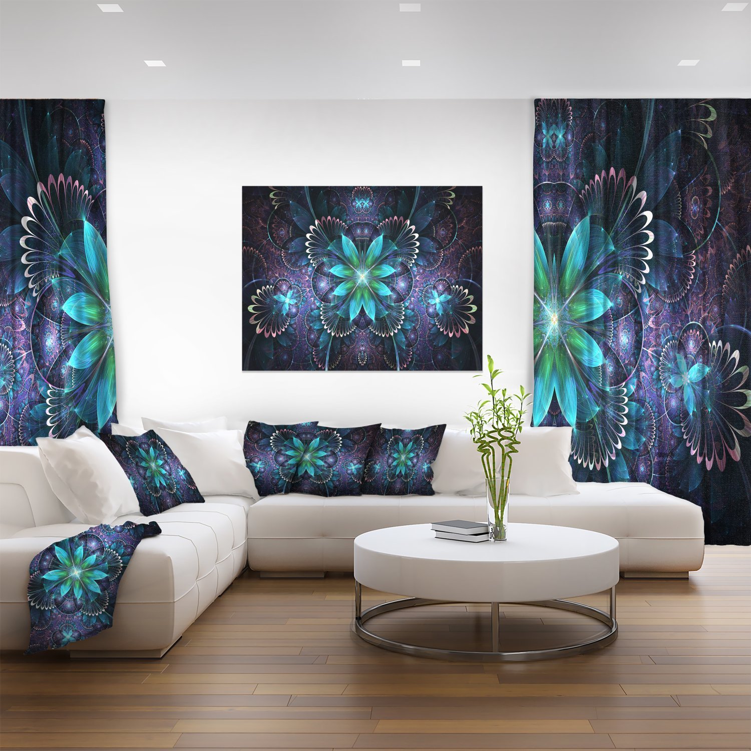 Amazon.co.jp: フラクタルフラワー ブルーデジタルアート 大きな花