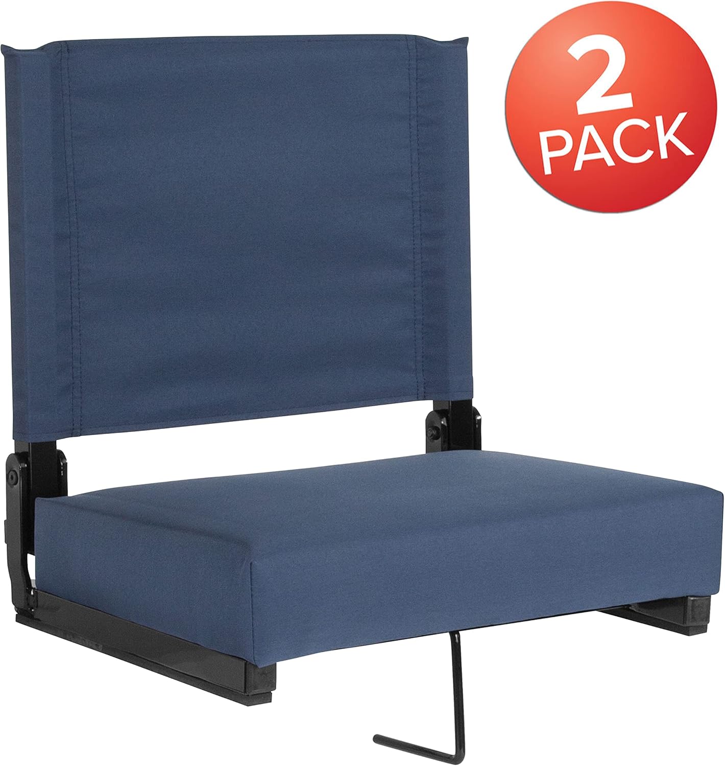 EMMA + OLIVER Set of 2 500 lb. Rated Lightweight Stadium Chair with Ultra-Padded Seat, Navy Blue