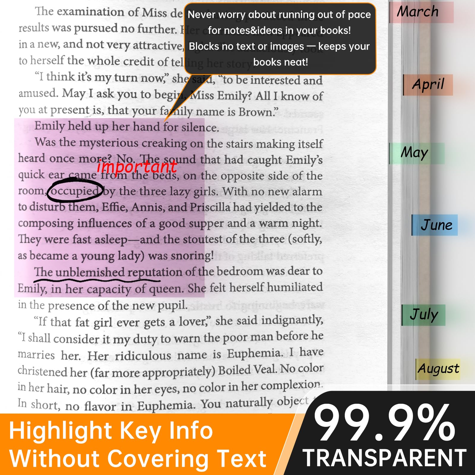Transparente Haftnotizen mit Marker, 99,9 % Transparenz, starke Haftung, wasserfest: MEIGAONE 7 Stück, transparente Haftnotizen, 7 x 3 cm, durchscheinende Haftnotizen, Büro, Schulbedarf