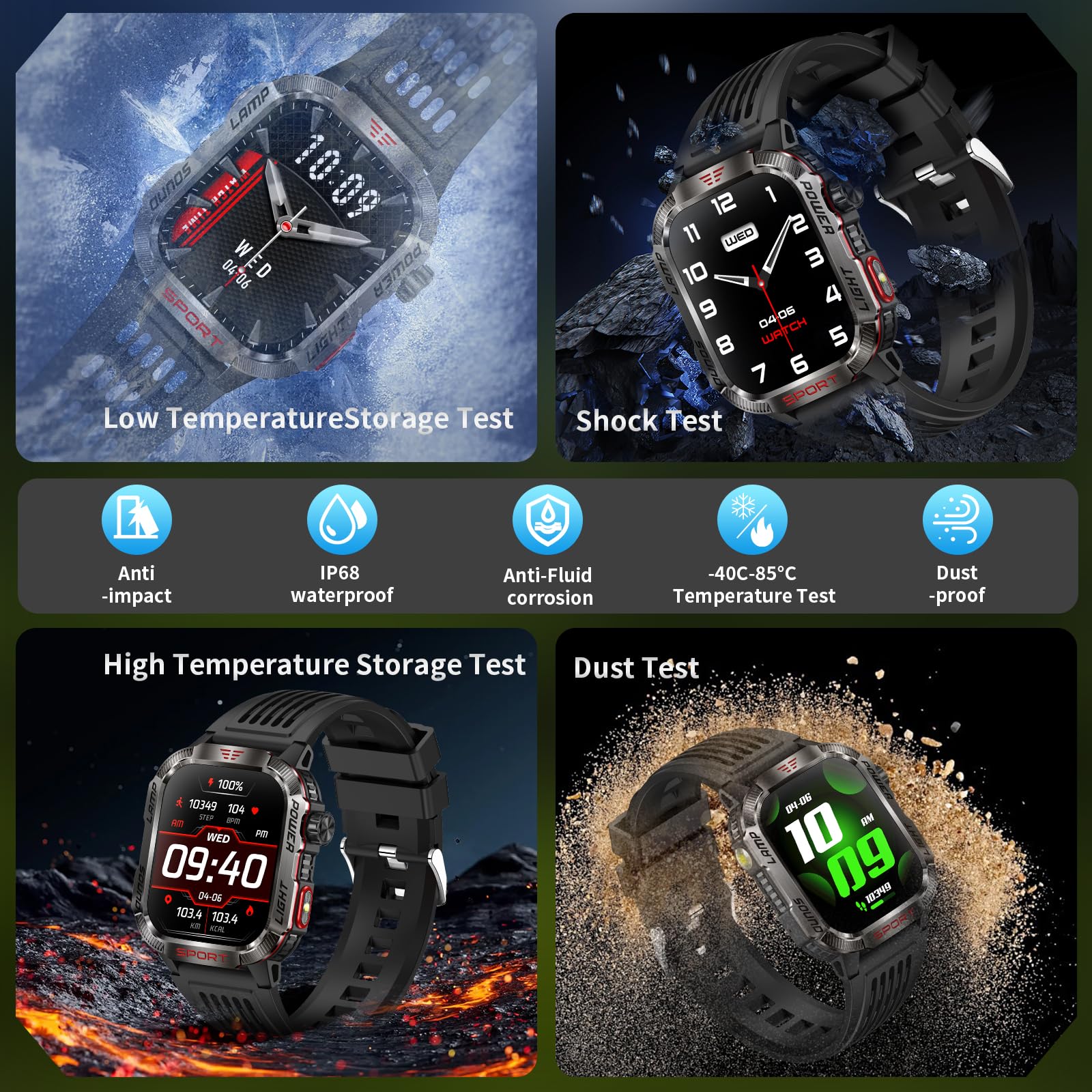 Military Smart Watches for Men - 40 Days Battery Life, Compass & Flashlight - 2.01'' HD IP68 Waterproof Smart Watch, Fitness Tracker with Call, Heart Rate, Sleep Monitor,100+ Sport Modes