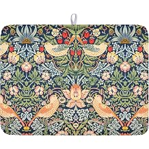 KSLIDS Strawberry Blue Green Art Floral Dish Drying Mat 18x24 Inch