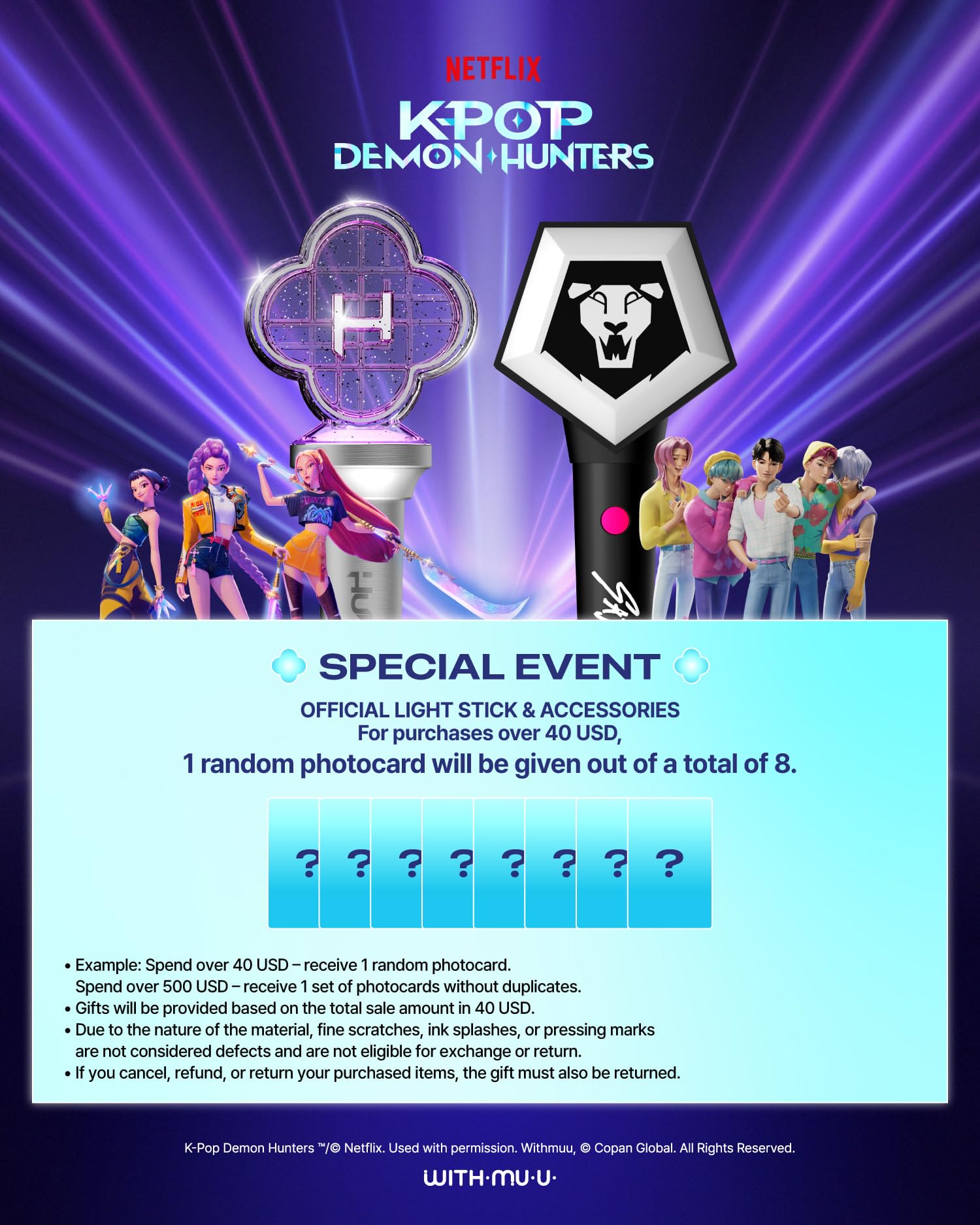 2SET KPOP DEMON HUNTERS OFFICIAL LIGHT STICK (HUNTRIX/SAJA BOYS