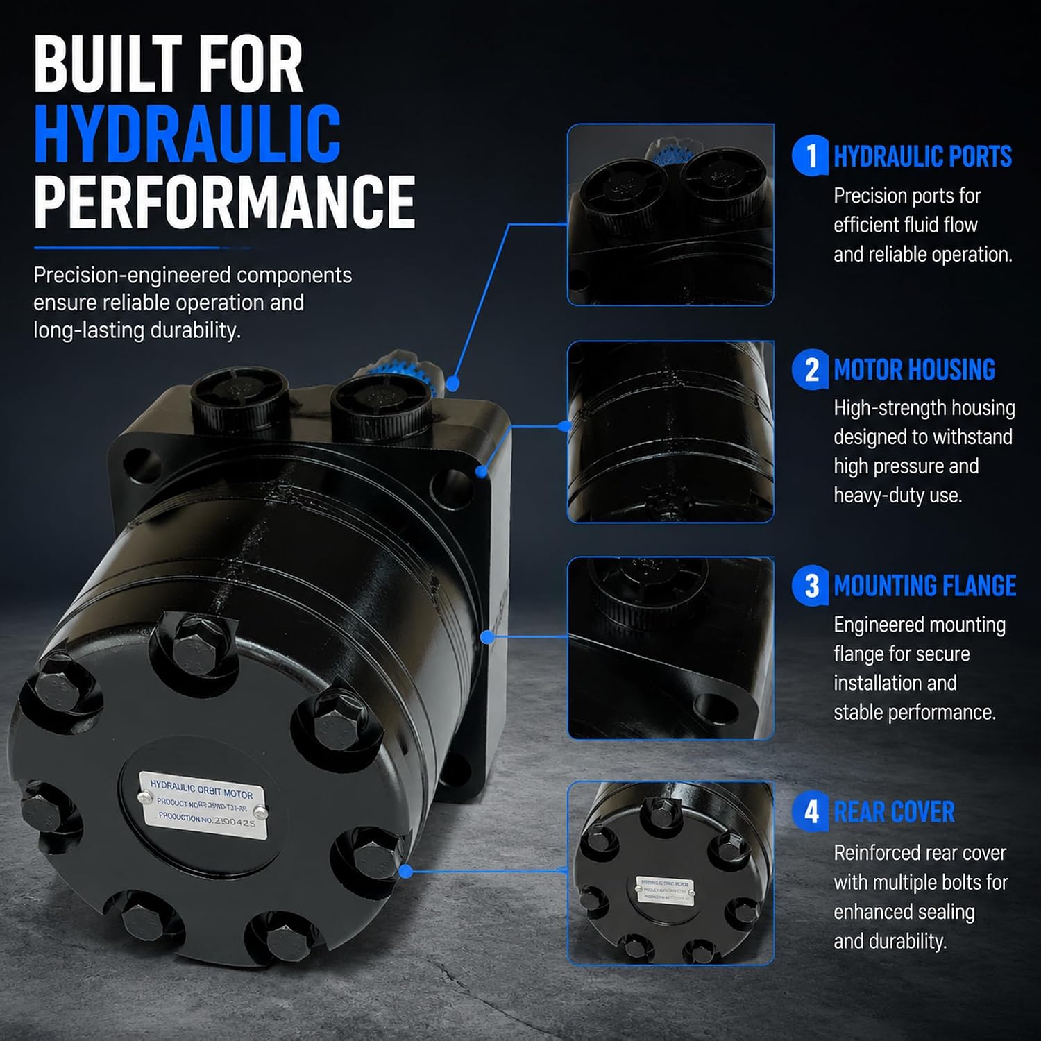 BMER3-350-WD-T31-R Hydraulic Wheel Motor Compatible with Parker | Compatible with BMER 375 & Parker TG/TF Series Hydraulic Torque Motors, Replaces BMER3350WDT31R