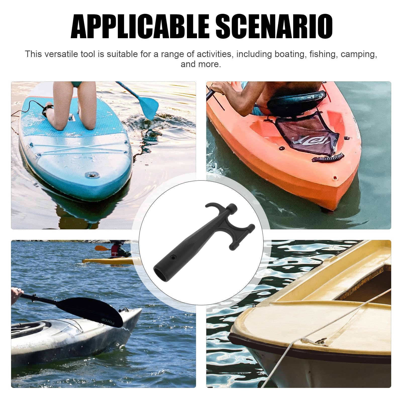 PACKOVE Mezzo Marinaio per Barca in Plastico Nero Design a Doppia Testa, Gancio Resistente per Accessori di Salvataggio Barca per Uso in Navigazione e Campeggio