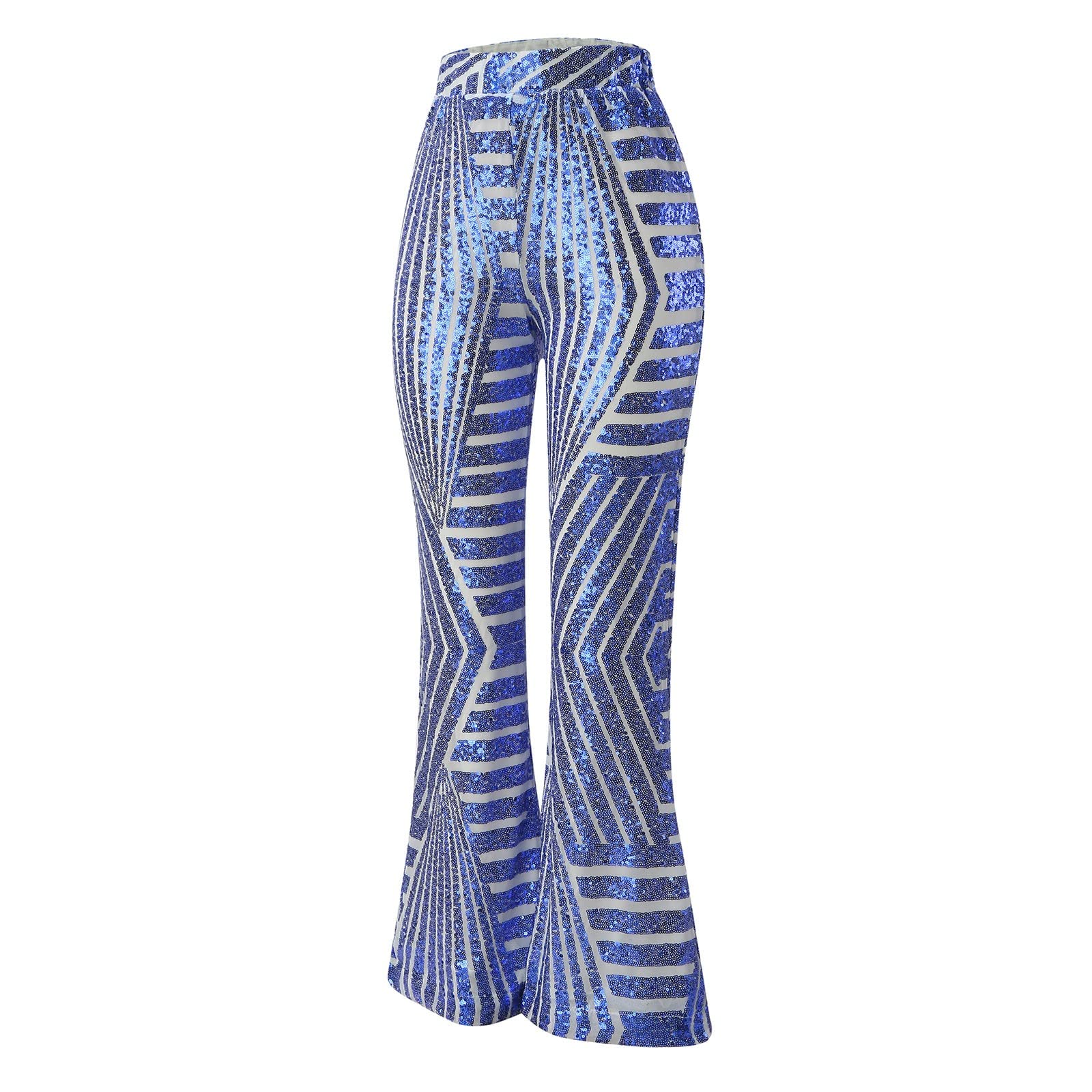 Pantaloni Glitterati Donna Elegante con Paillettes Zampa Elasticizzati Completo Larghi Casual Pantaloncini Scintillii Pantalone A Vita Alta Curvy Culotte
