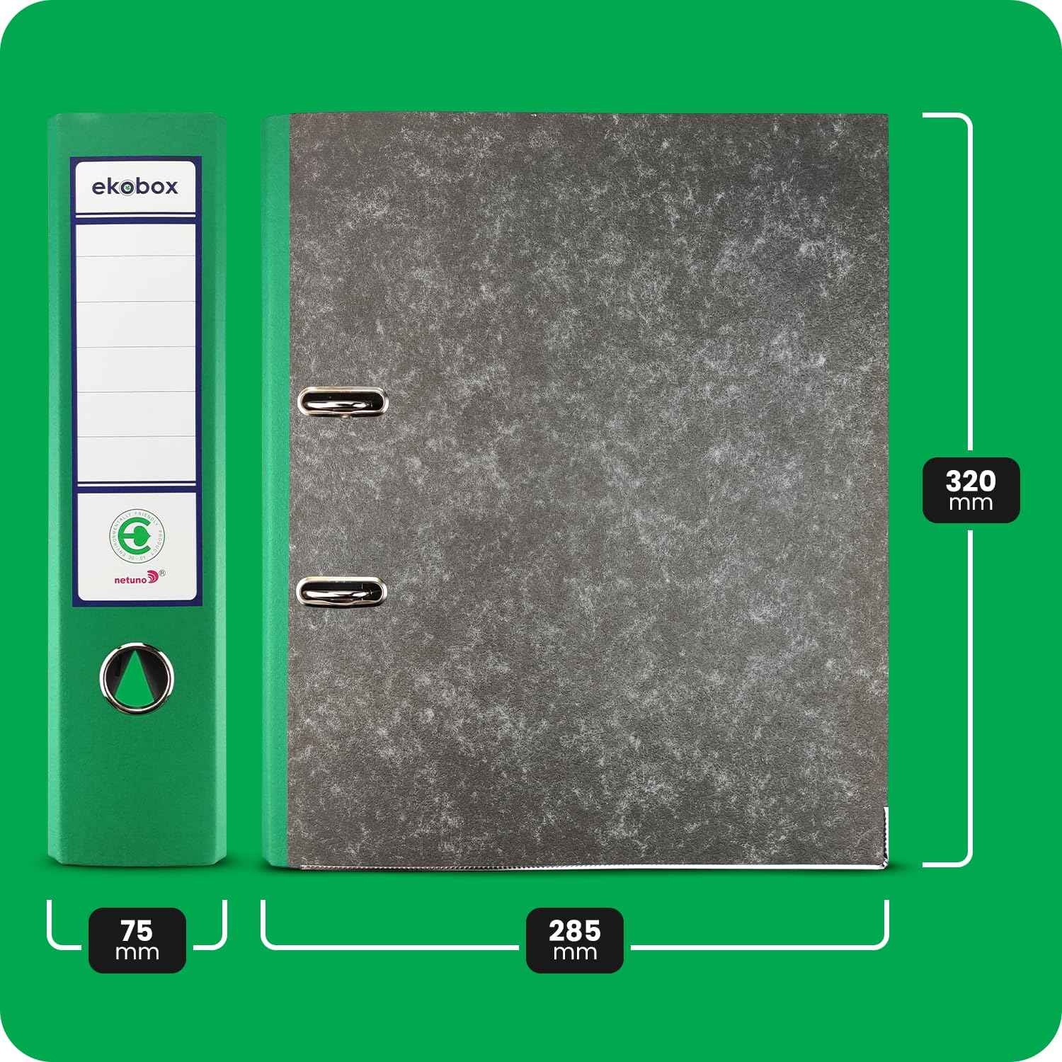 Netuno 20 x mappen ordner 2-ringmap Ekobox gemarmerd rood folder organiser 75 cm A4 breed van karton karton voor kantoor plank mappen kantoor bureau