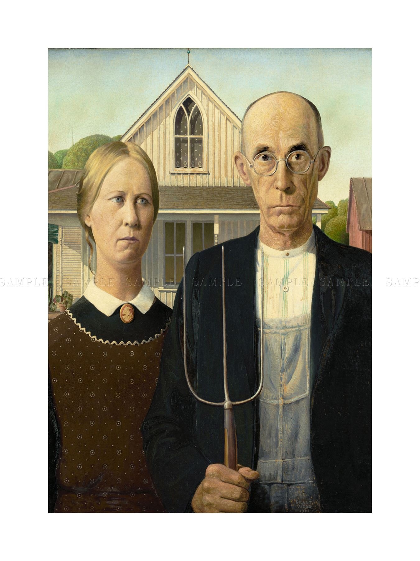 Wee Blue Coo Grant Wood American Gothic Wall Art Print