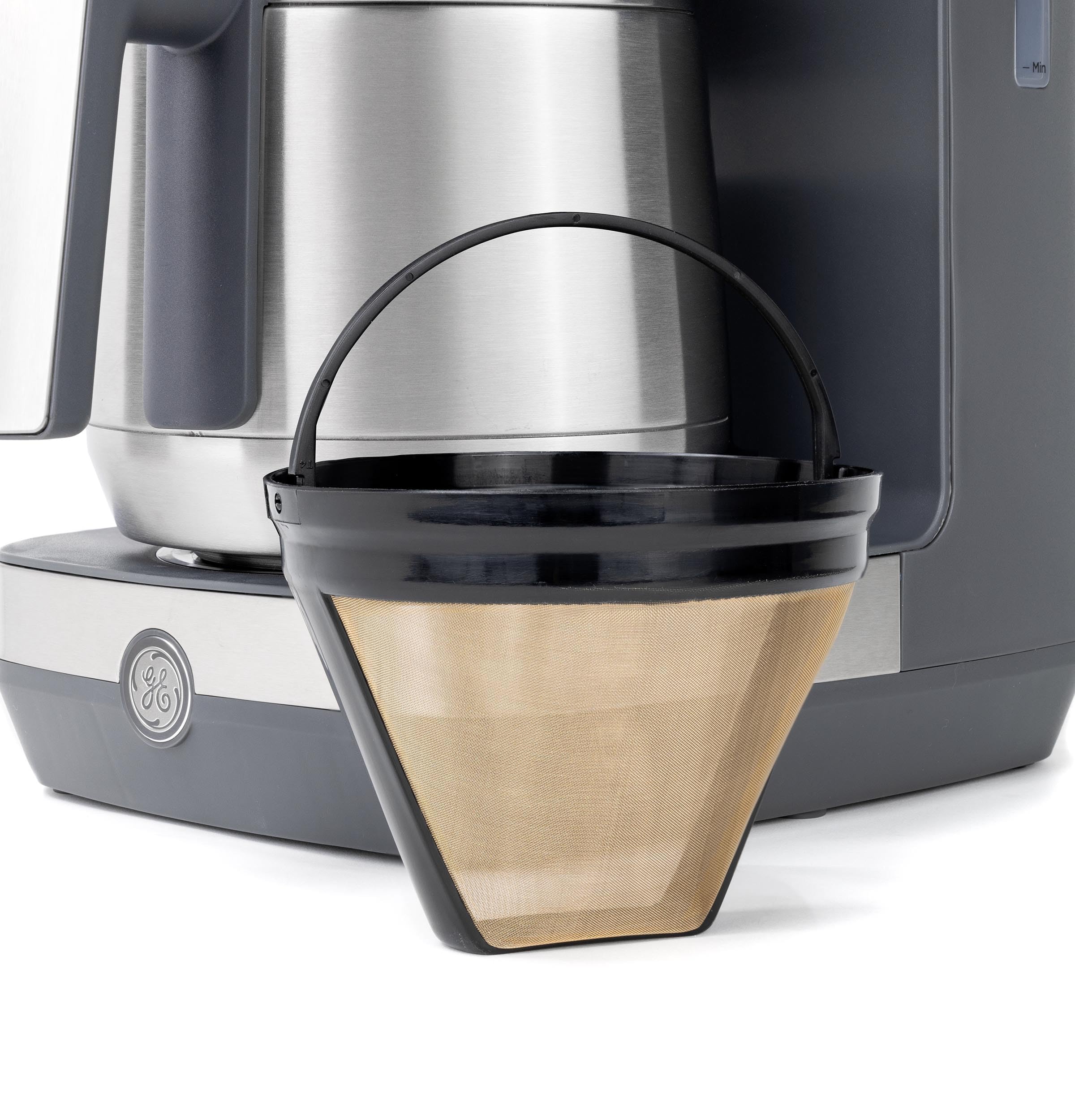 GE Drip Coffee Maker With Timer | 10-Cup Thermal Carafe Coffee Pot Keeps Coffee Warm for 2 Hours | Adjustable Brew Strength | Wide Shower Head for Maximum Flavor | Kitchen Essentials | Stainless Steel | 24-hour programmable auto brew, adjustable strength,