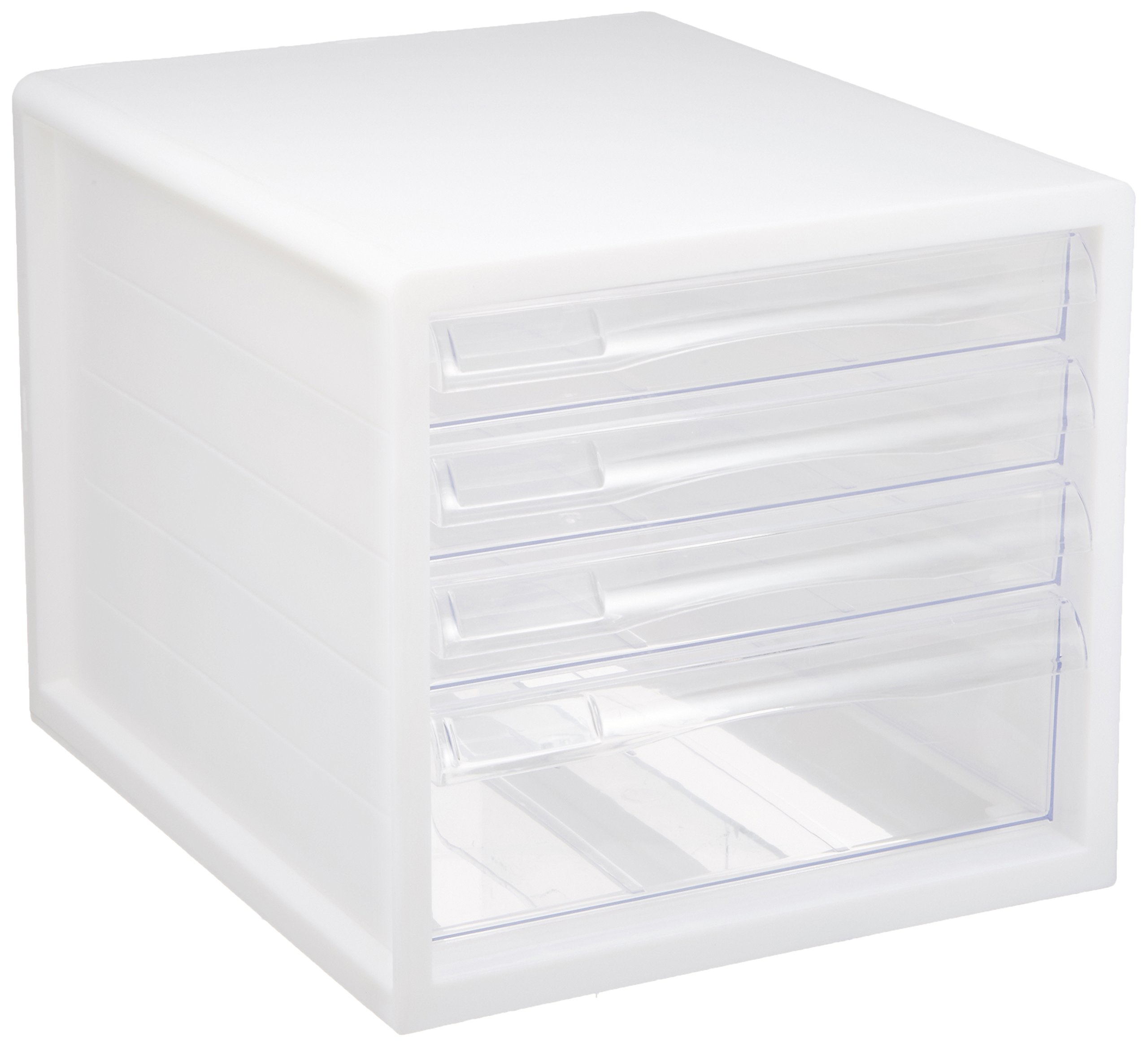 Nakabayashi A4E-04W A4 Letter Case, Document Case, Accessory Organizer, Storage, 4 Tiers, White