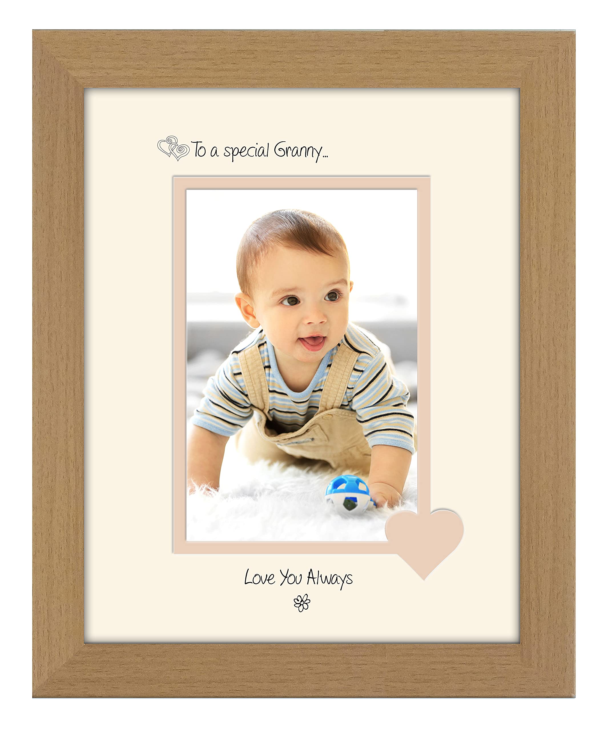 Photos In A Word Oak Finish Frame Cream Mount Beige Inside Granny Photo Frame Special Granny Love You Always Portrait 1118F Double Mounted Quality Gift (Oak Finish Frame Cream Mount Beige Inside)