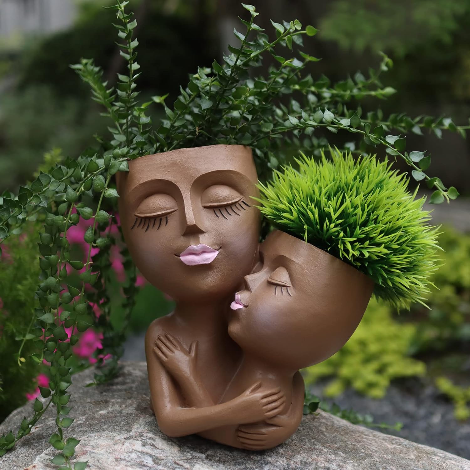 Dolkgy Head Planter Face Pots for Plants, Black Women Face