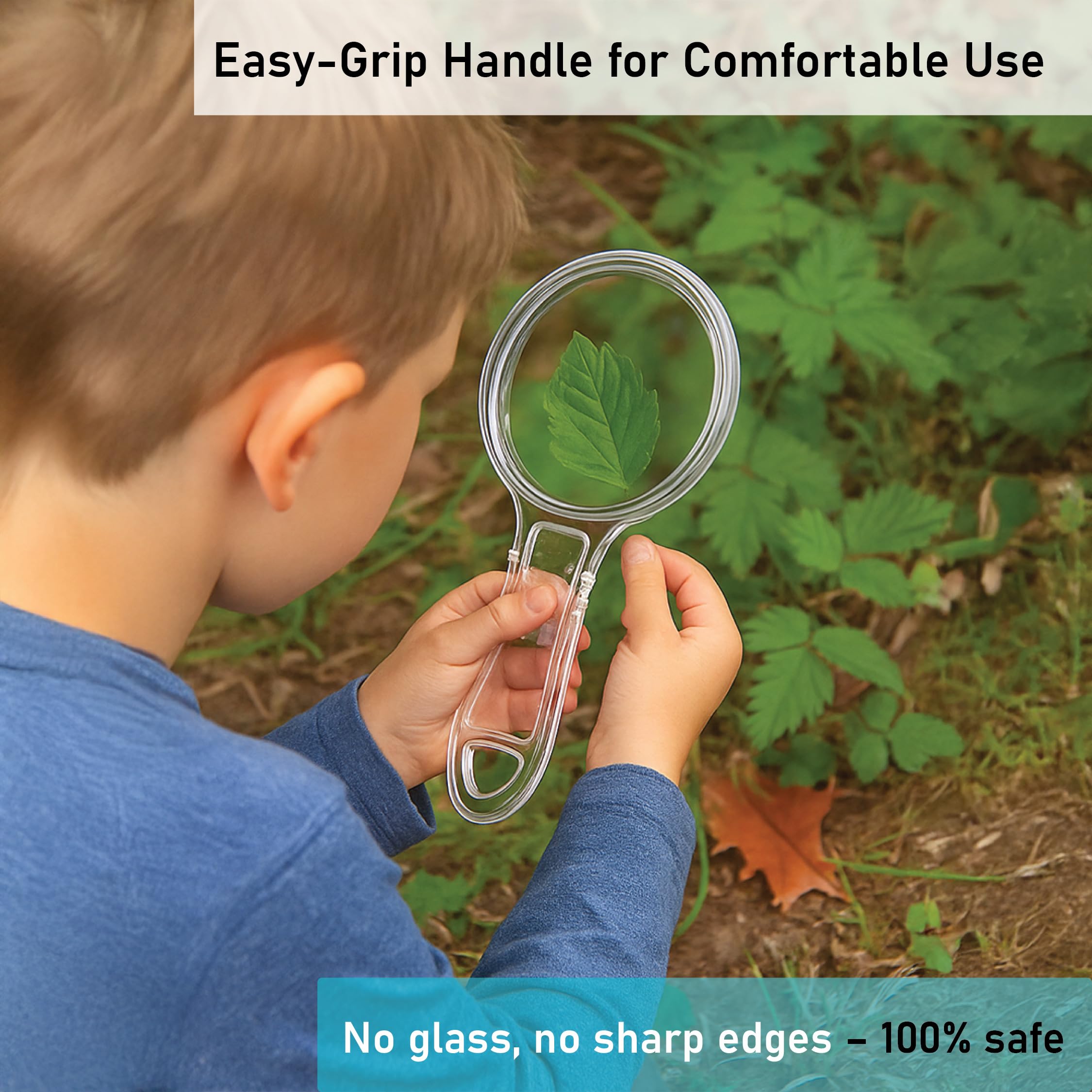 LABZIO Magnifying Glass with Handle | 50mm Diameter, 3X & 6X Magnification, Durable Acrylic Lens & Body, Lightweight, Lab Quality, Safe & Easy for Kids, Science Learning & Reading Aid - Pack of 1 4