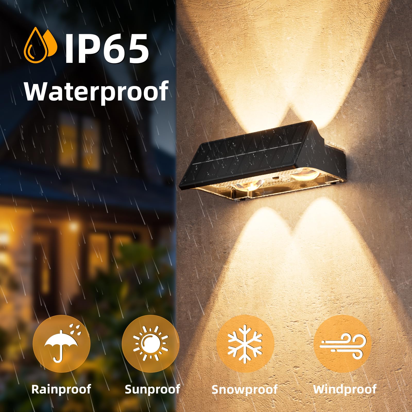 NIORSUN Applique Murale Exterieur Solaire, Lot de 6, Éclairage Haut et Bas, Étanches IP65, 3000K/4000K/6500K + RVB, Lampe Solaire Exterieur pour Mur, Terrasse, Jardin, Garage, Clôture (Noir)