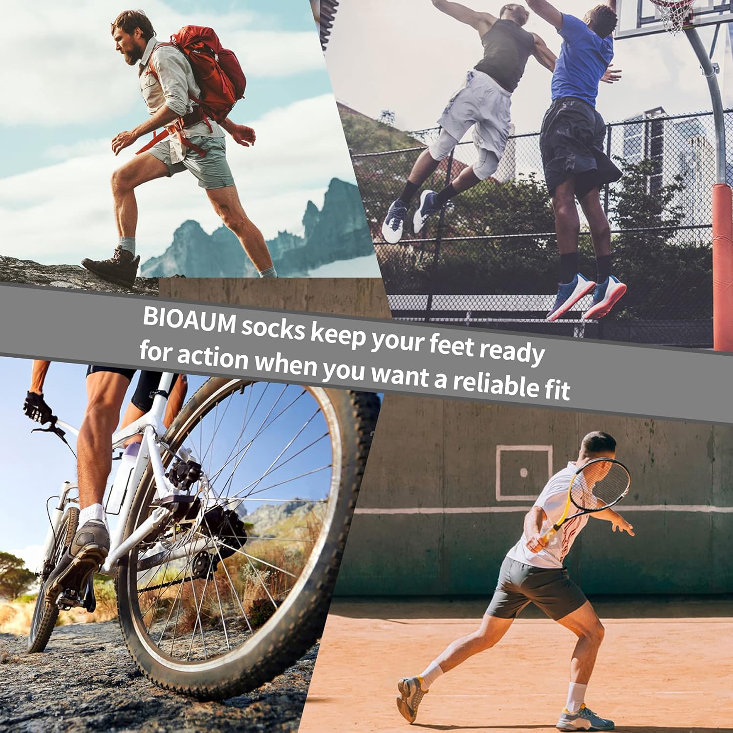 BIOAUM Men's Cushioned Crew Socks 5-6 Pairs Hiking Work Running Athletic Cotton Sports Wicking - Image 6