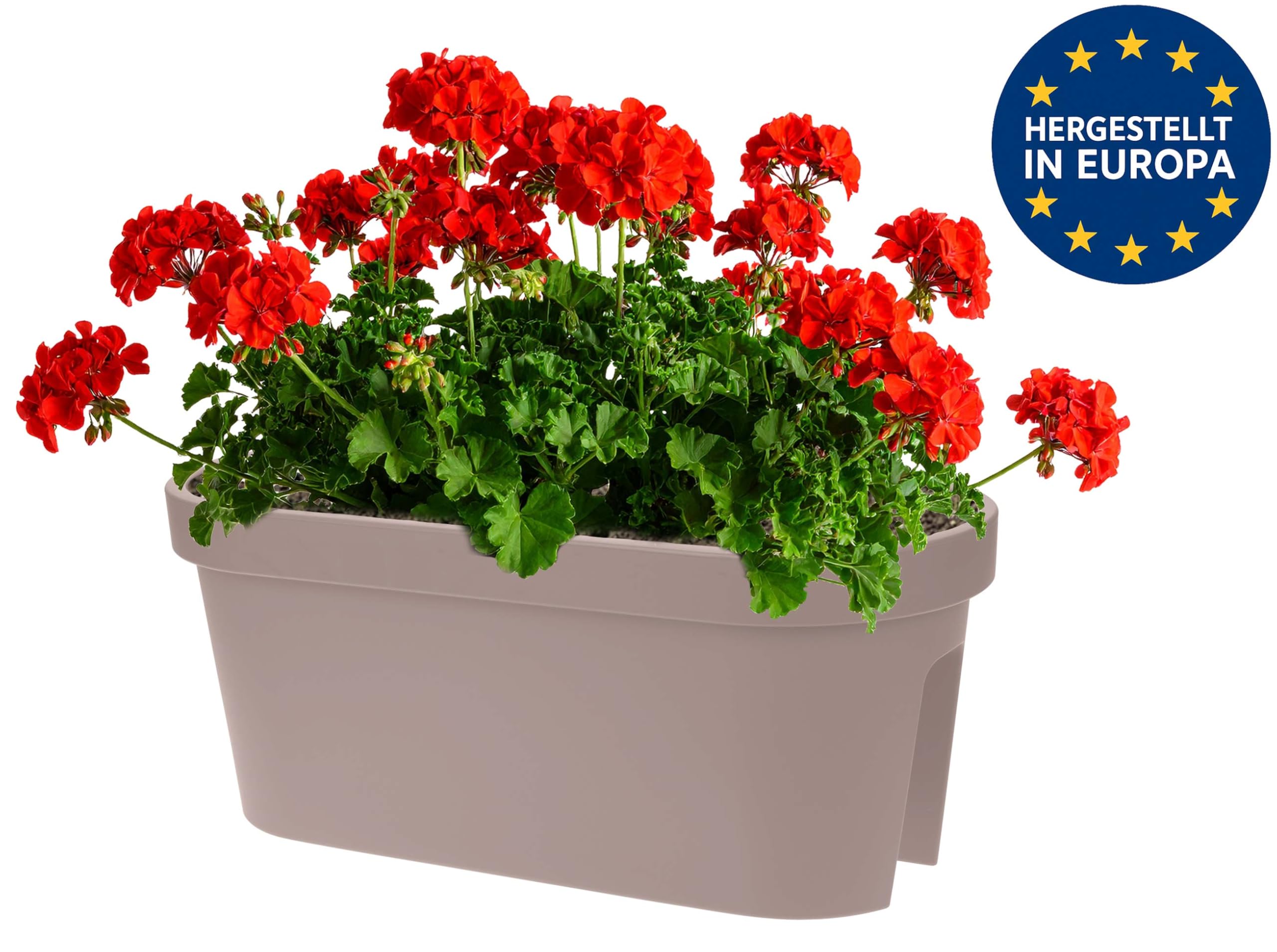 Geländer Balkonkasten 60x26x25 cm – Blumenkasten Pflanzkasten Blumentopf - Blumenkübel für Balkon & Terrasse (Beige)