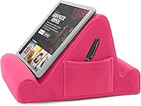 Brookstone Pink Tablet Lap Cushion: Memory Foam Holder for Bed, Travel, iPad & Kindle - Hands-Free Ergonomic Lap Desk with 2 Angles