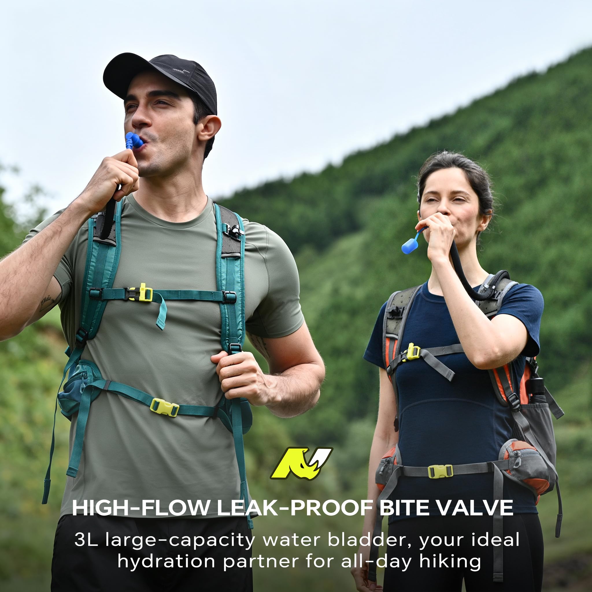 N NEVO RHINO Sac à dos d'hydratation, sac à dos de randonnée multifonction de 18 L avec poche à eau de 3 L, sac à dos d'hydratation isolé, idéal pour la randonnée et le cyclisme