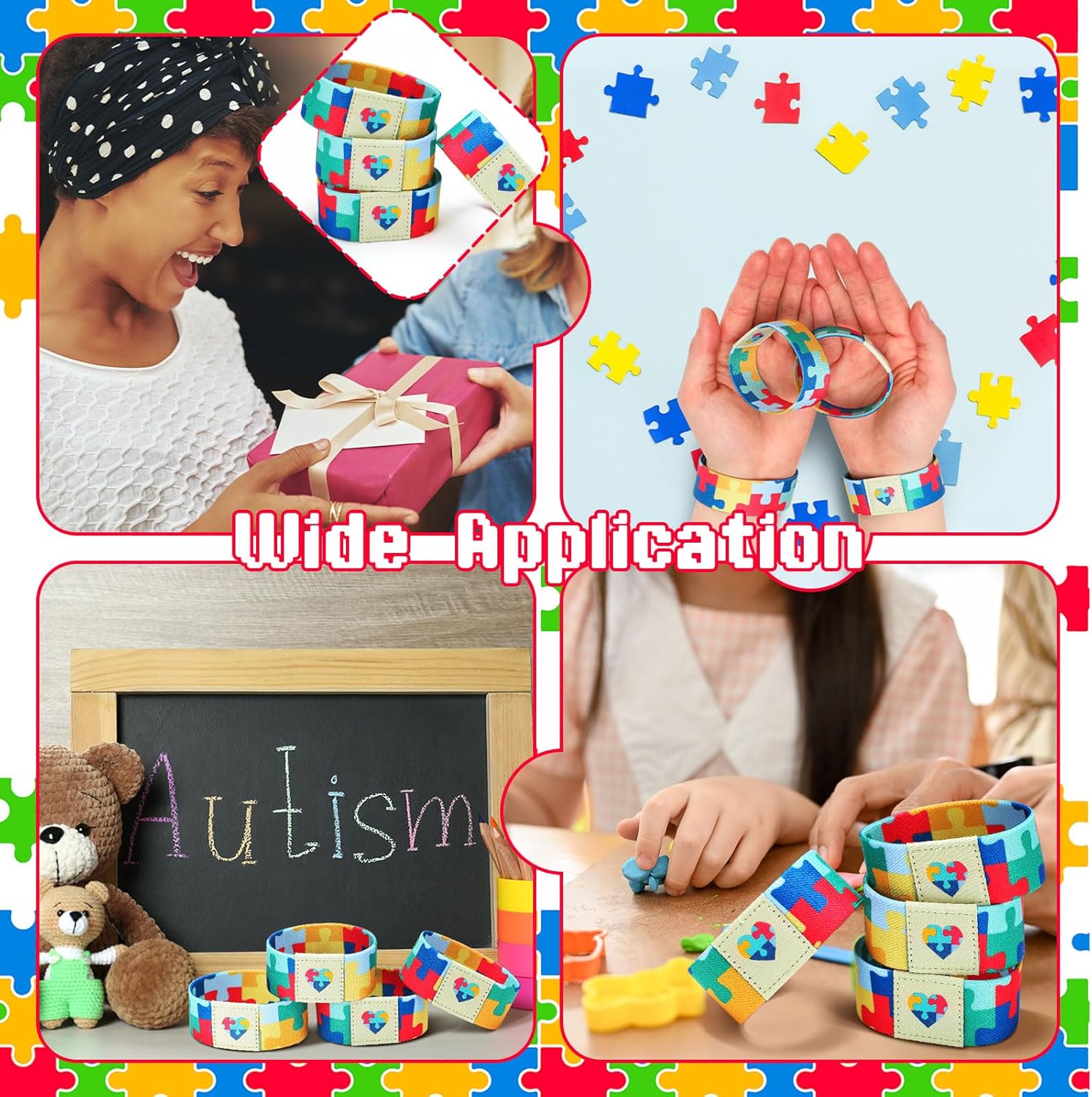 3 Pcs Autism Awareness Bracelet Wristband Elastic Puzzle Autism Jewelry Stretch Bracelet Gift for Women Men Colorful Motivational Jewelry for Adults - Image 6