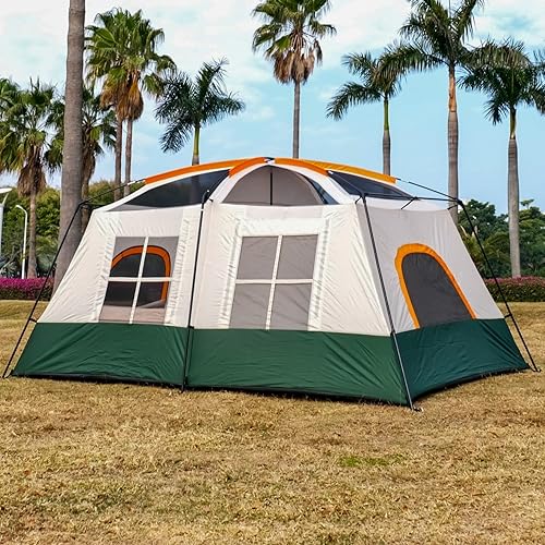 Miniatura 8 de KTT Large Tent 6-8-10 Person,Family Cabin Tents,2 Rooms,2 Doors and 4 Windows with Mesh,Straight Wall,Waterproof,Double Layer,Big Tents for