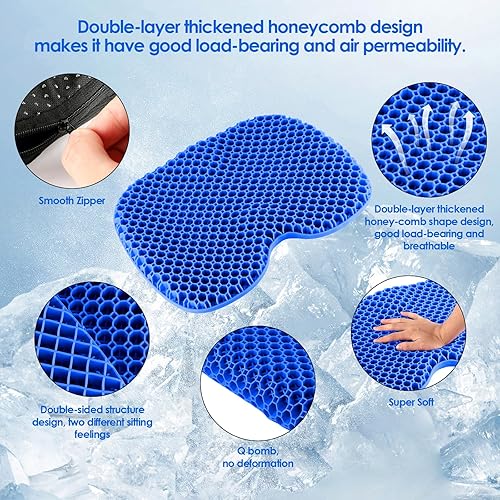 Miniatura 4 de NewBEP Cojín antideslizante de gel para asiento de kayak, grueso e impermeable, soporte suave y transpirable con funda antideslizante para sentarse