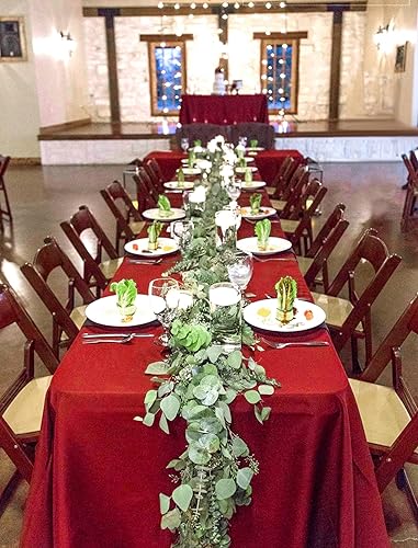 Miniatura 8 de Paquete de 4 manteles rectangulares de poliéster de 60 x 126 pulgadas, resistentes a las manchas y a las arrugas, lavables, para bodas, mesas de