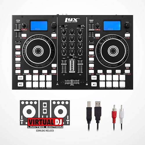 Miniatura 2 de Controlador de DJ portátil de 2 cubiertas, consola de mezcla con pantalla LCD  Bucle manual, USB, 16 almohadillas de rendimiento con software