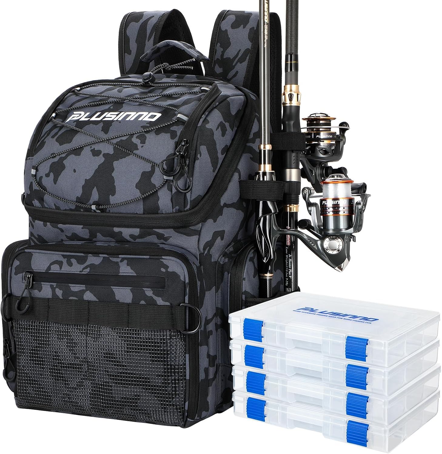 PLUSINNO Cooler Fishing Backpack with Rod Holders 45L Large Water-resistant Fishing Tackle bag Store Fishing Gear Fishing Gifts for Men Father, Sport Bags PLUSINNO Cooler Fishing Backpack with Rod Holders 45L Large Water-resistant Fishing Tackle bag Store Fishing Gear Fishing Gifts for Men Father, Sport Bags