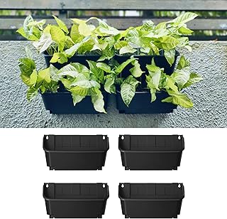 Maxona Black Color Vertical Garden Planter - 4 Pack, 13 inch Wall Mounte...