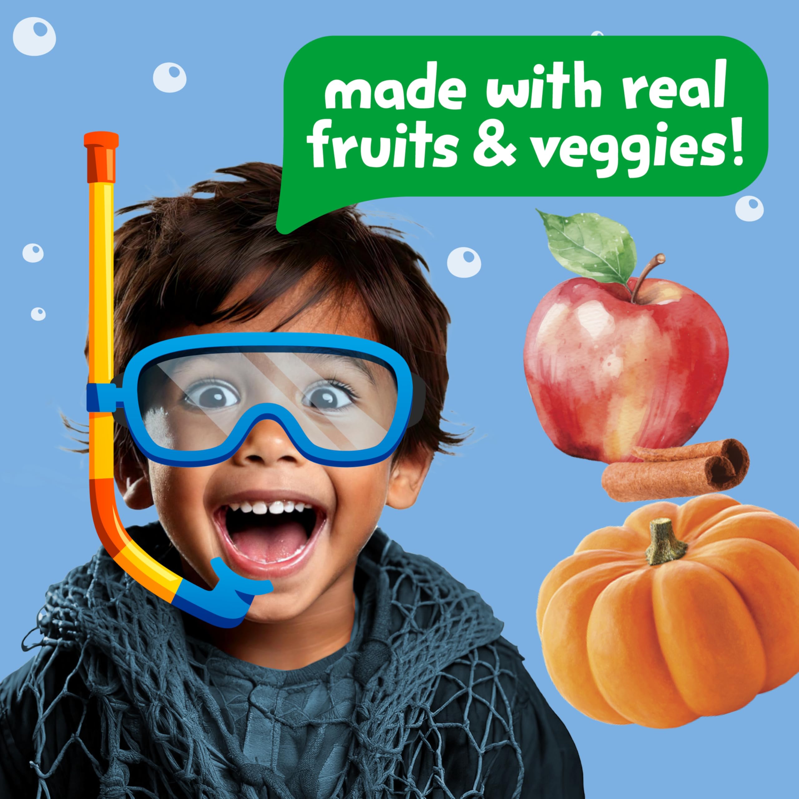 Get'ems! Gerber Kürbis, Apfel & Zimt Ocean World Cookies, Kinder-Snack aus echtem Gemüse und Obst, Eisen und Vitamin E