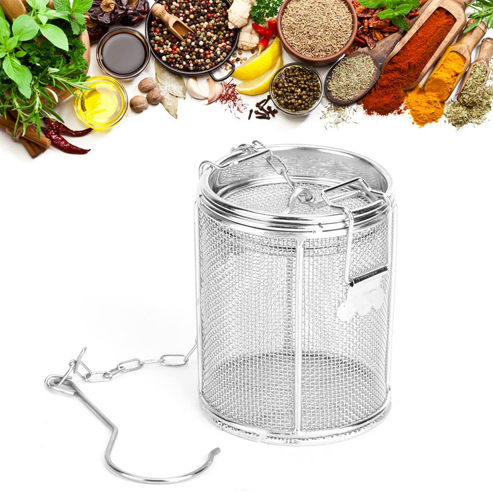 Sorandy Tea Ball Strainer, Mesh Tea Strainer Infuser, Seasoning Strainer for Cooking Soup, Premium Tea Filter with Chain Hook, Stainless Steel Strainer for Loose Leaf Tea, (8 x