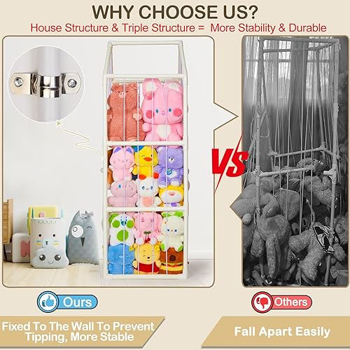 Miniatura 2 de Unicorn Castle Organizador de almacenamiento de juguetes de peluche, soporte de animales de peluche de PVC, estante de guardería para sala de juegos