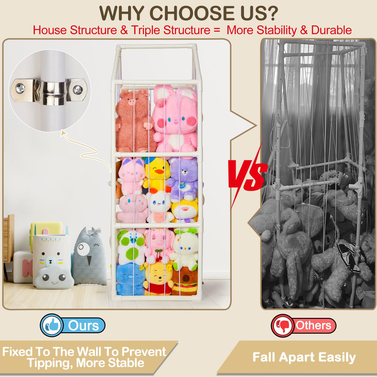 Unicorn Castle Organizador de almacenamiento de juguetes de peluche para unicornios, soporte de animales de PVC para niños, estante para sala de juegos y guardería