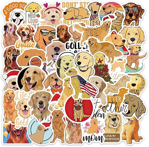 Miniatura 1 de 50 calcomanías de dibujos animados de perros, coloridas calcomanías estéticas de PVC impermeables para botella de agua, guitarra, equipaje,