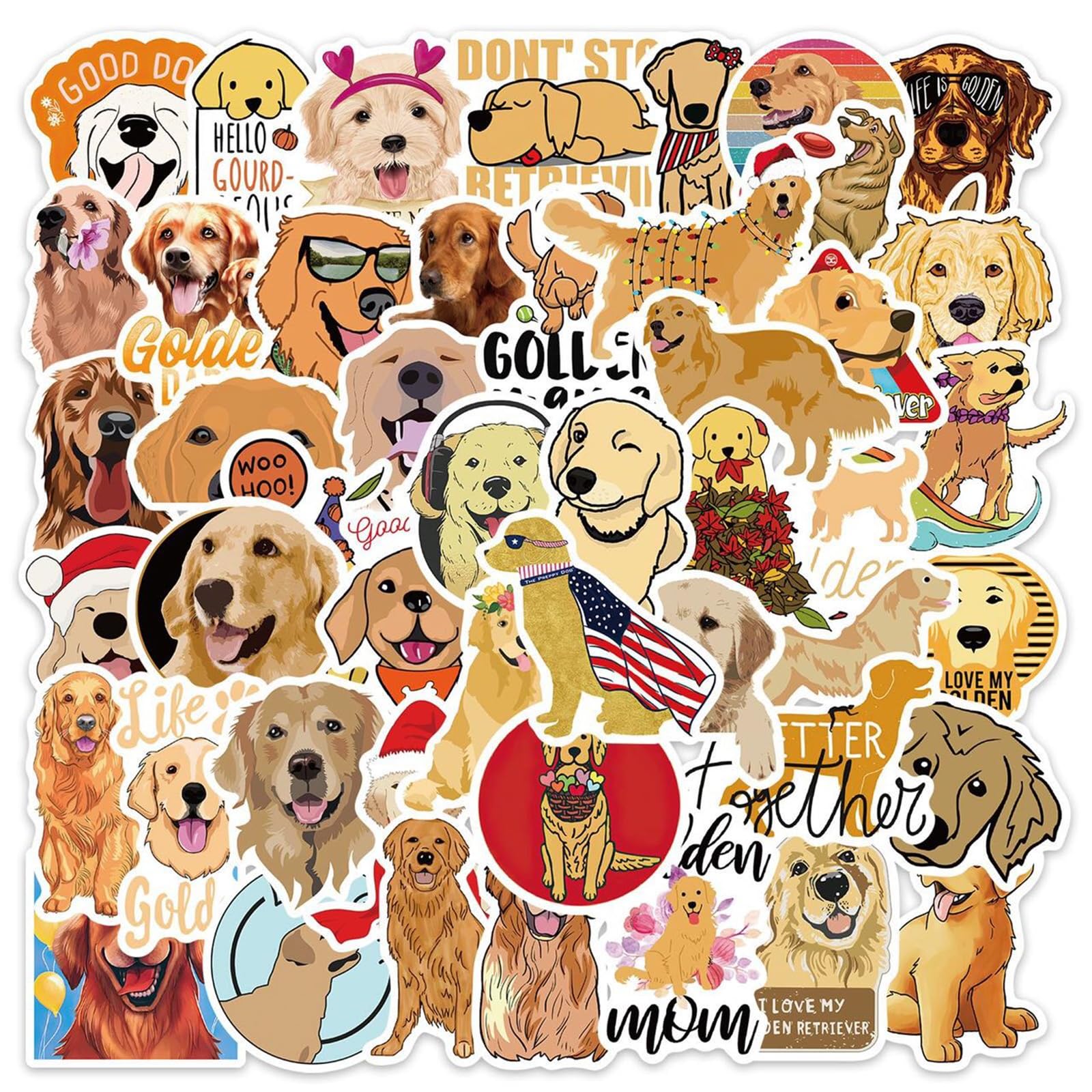 50Pcs Cute Dog Cartoon Stickers Colorful Aesthetic PVC Waterproof Decals for Water Bottle, Guitar, Luggage, Phone, Case, Laptop, Skateboard, Gift for