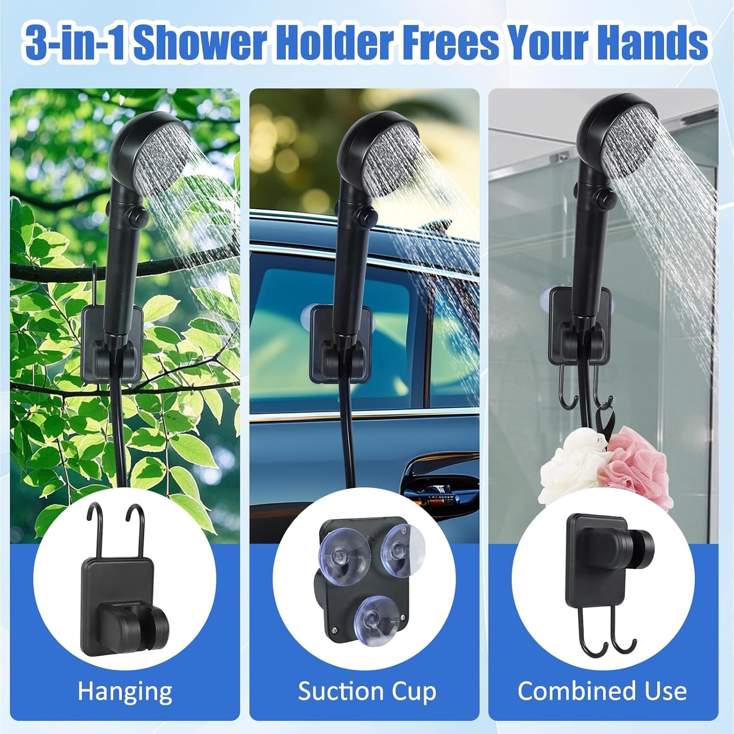 AYAMAYA Portable Shower for Camping, 6000mAh Rechargeable Shower Pump with Filtered Shower Head, 4 Spray Modes & LED Display, Outdoor Camp Showers for Hiking, Beach, Travel, Pet Bath, Car Washing