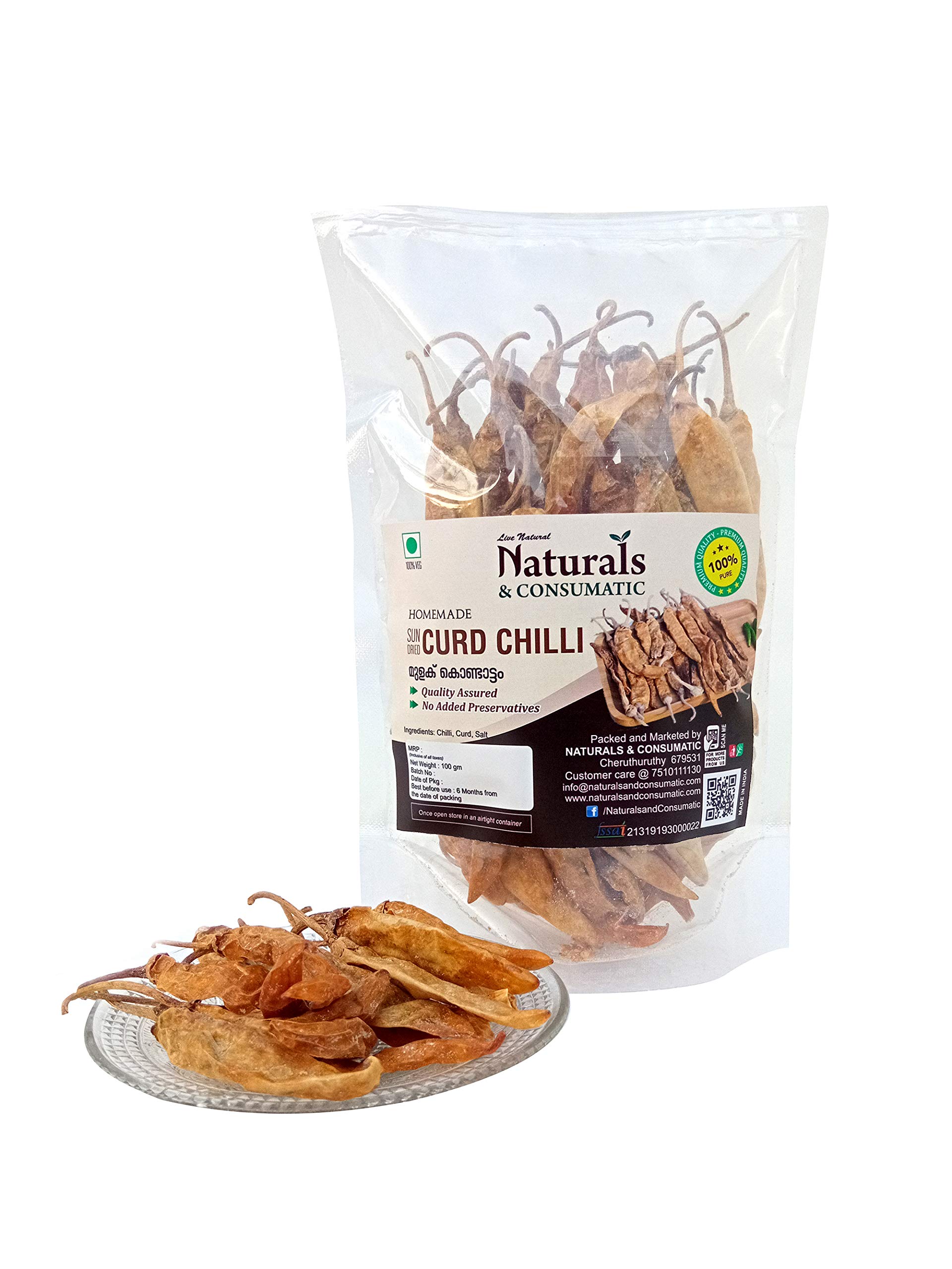 Naturals & Consumatic Kerala Special Sun Dried Salted Long Curd Chilli/Thairu Mulaku/Moru Mulaku/Kondattam Mulaku/Dahi Mirchi - 100 gm (B08WBYJ9GM) Amazon Price History, Amazon Price Tracker